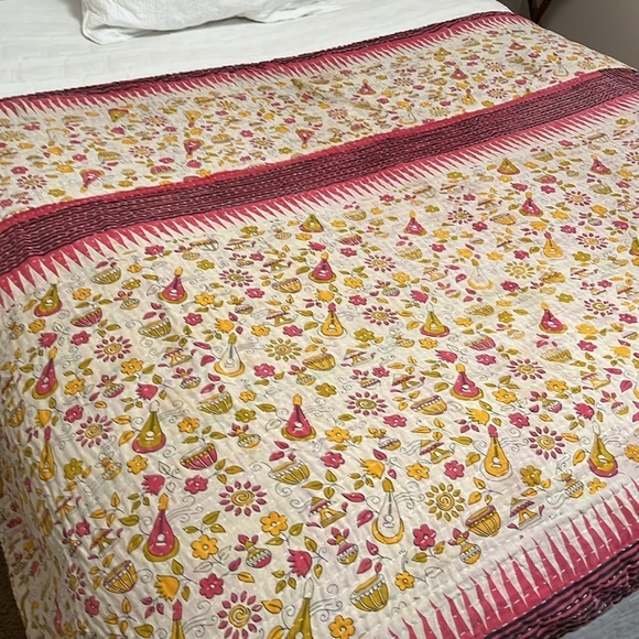 Hand Crafted Other - KANTHA QUILT HANDCRAFTED LIGHTWEIGHT REVERSIBLE BLANKET THROW BEDDING FROM INDIA